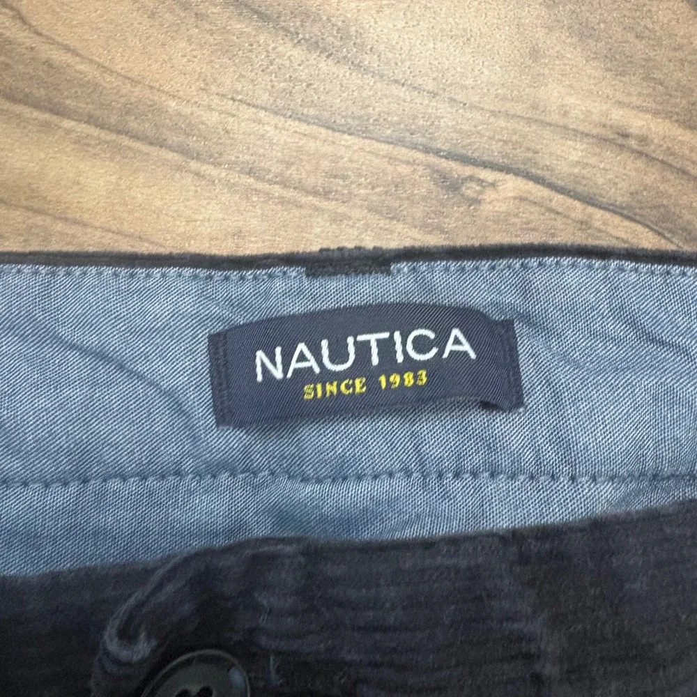 Vintage Y2K Nautica Corduroy Pants Mens 36x32 Black Straight Leg Casual Trousers